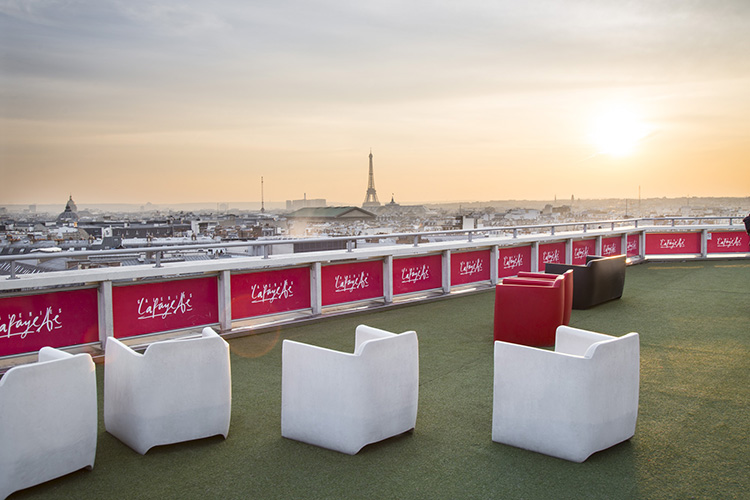 The spacious (and free) terrace at Galeries Lafayette Paris
