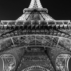 B&W Eiffel Tower at night Paris